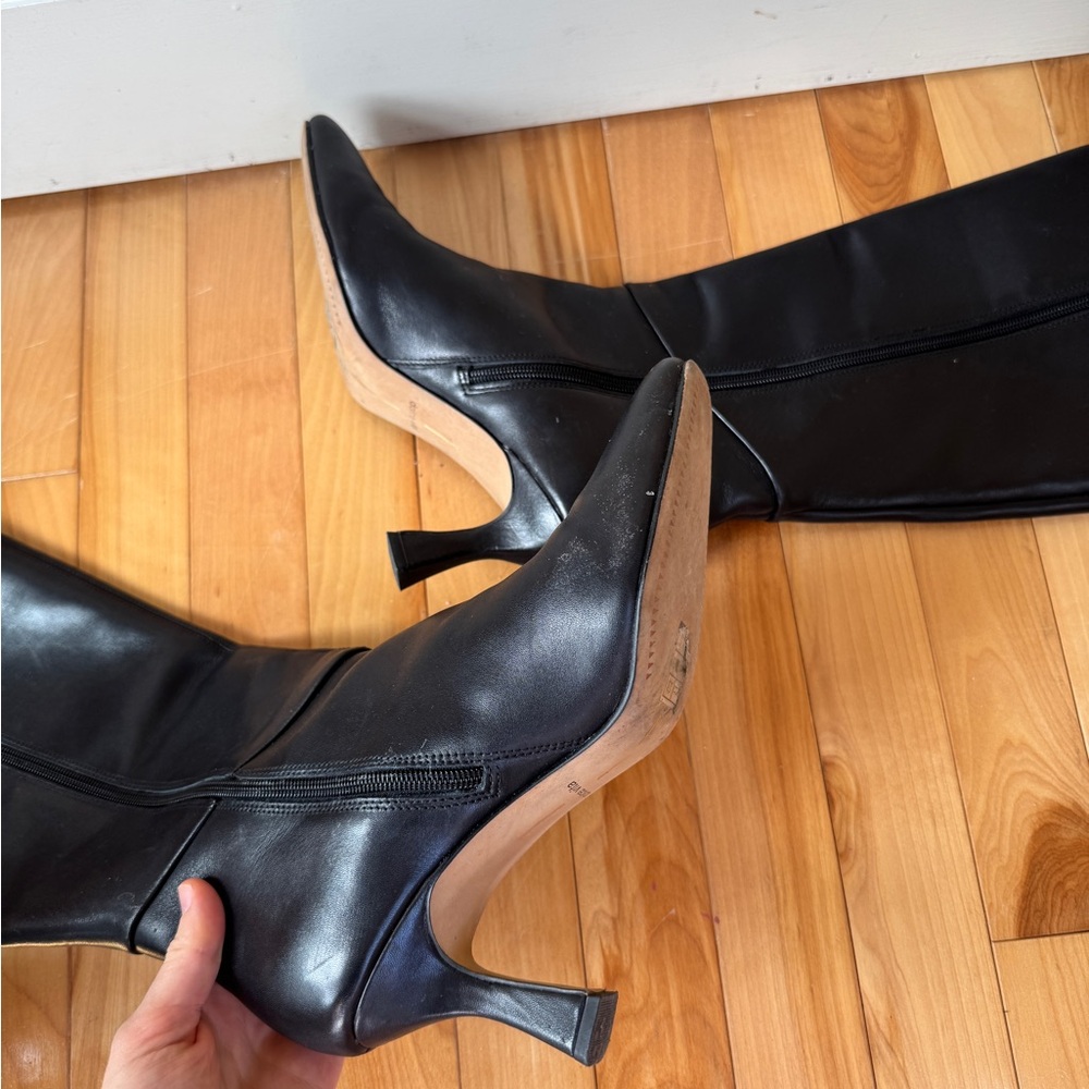 Dolce Vita Black Knee-High Leather Boots - Picture 4 of 9